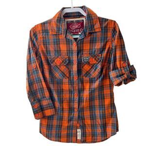 Superdry Co Women’s Plaid Button Up Shirt Medium